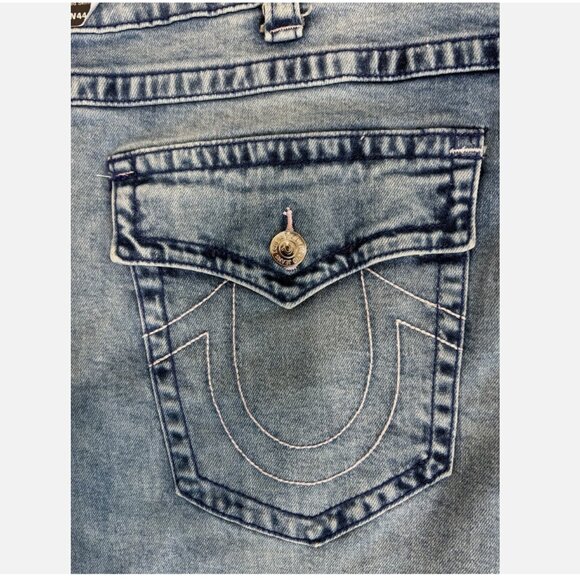 TRUE RELIGION ROCCO LIGHT SHAKER SKINNY JEAN FLAP 44 X 32 NWT *READ FLAWED $159 - Picture 8 of 10